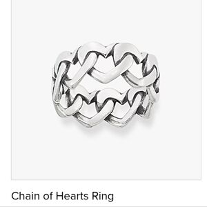 James Avery Silver Chain of Hearts Ring